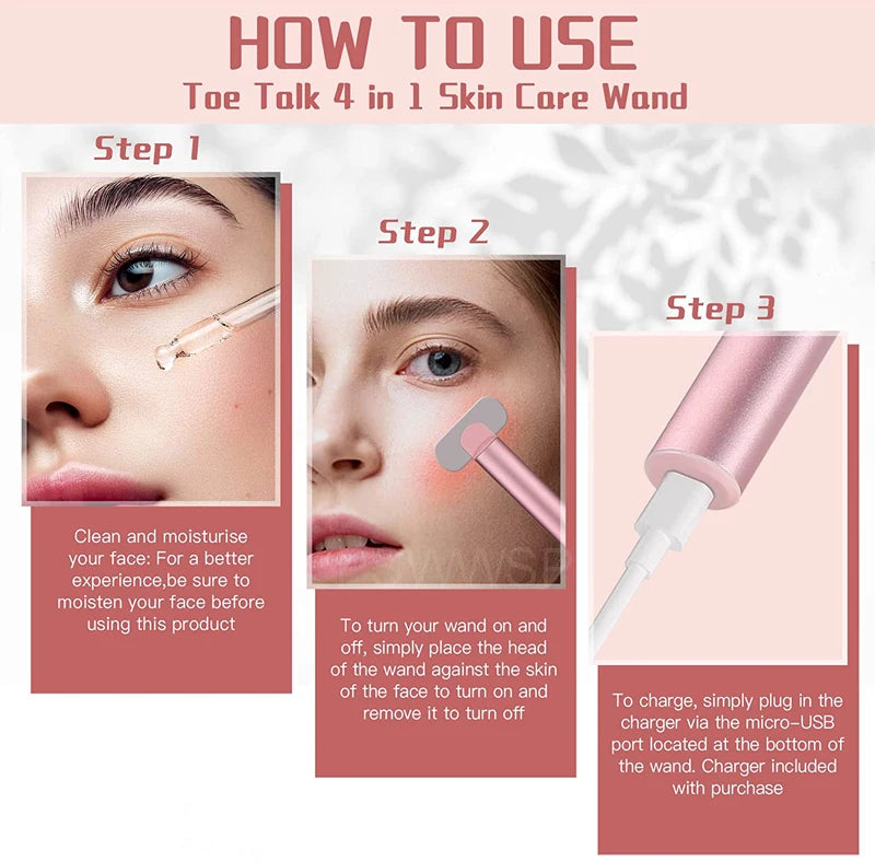 EMS Eye Vibration Massager Wand Facial Beauty Tool for Removing Wrinkles Dark Circles Pockets - Skin Care Device